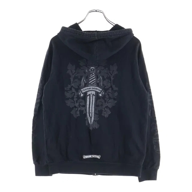 Chrome Hearts Sweatshirt HD Zip Back Vintage Dagger Print Zip Up Hoodie Black in Black from The Reluxe, photo 1 of 1