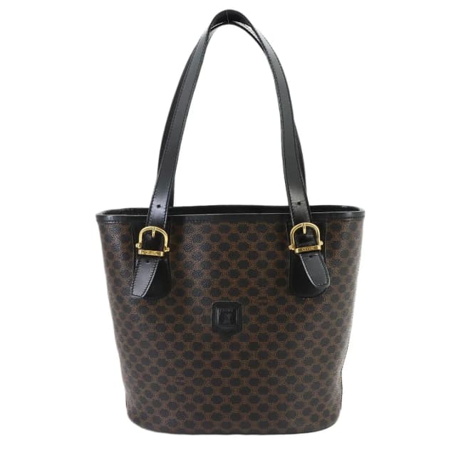 Celine Macadam Tote Bag Leather Black Gold Vintage in Black Leather from The Reluxe, photo 1 of 1