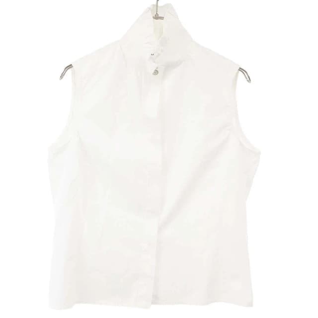 Chanel Bijou Button Sleeveless High Neck Blouse Shirt White 42 in White from The Reluxe, photo 1 of 1