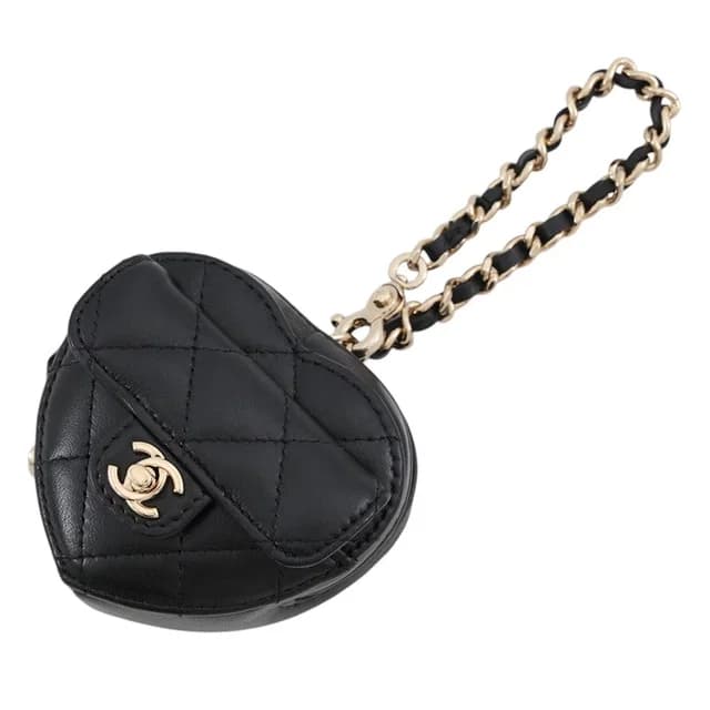 Chanel Bag Charm Quilted Heart Mini Lambskin Black in Black Lambskin from The Reluxe, photo 1 of 1