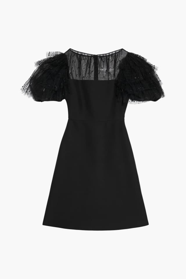 Valentino Garavani Embellished Tulle-Paneled Wool and Silk-Blend Crepe Dress, image 1 of 1 from THE OUTNET