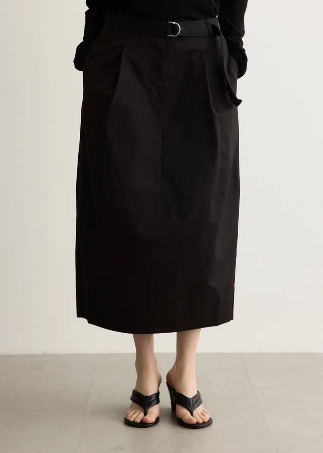 St Agni Canvas Pleat Cocoon Skirt in Black, image 1 of 1 from Incu