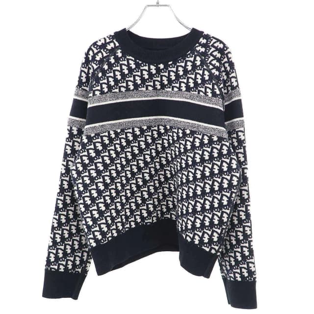 Dior Oblique Reversible Knit Sweater Navy No Markings in Navy from The Reluxe, photo 1 of 1