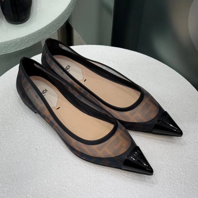 Fendi Mesh FF Zucca Ballerina Flats Sz 36.5 in Patent leather from Revivre Luxury Consignment, photo 1 of 1