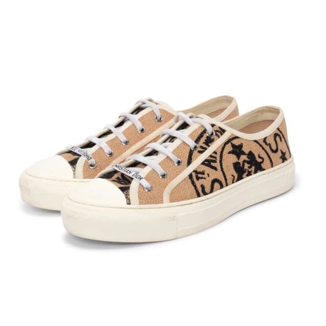 Jute Canvas Union Embroidered Walk'N'Dior Sneakers 40.5 in Beige Canvas from Blue Spinach, photo 1 of 1
