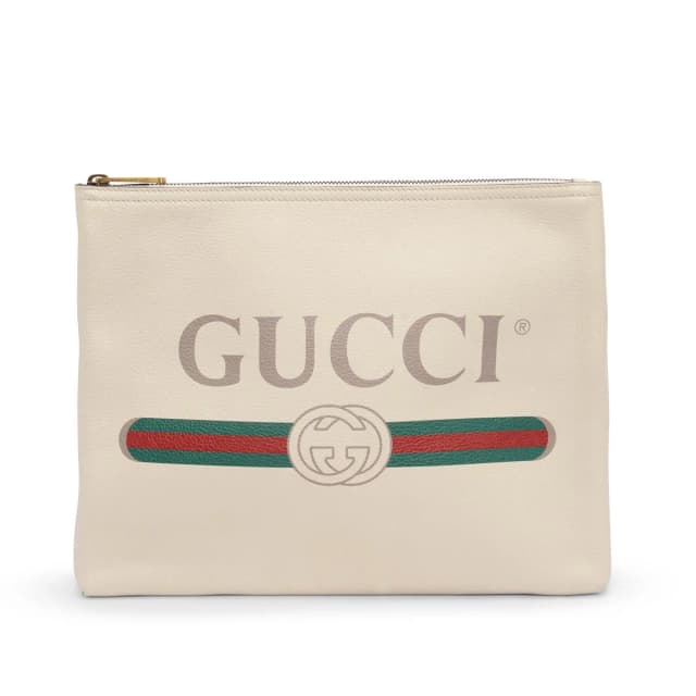 Gucci Pebbled Calfskin Medium Logo Portfolio Pouch in Cream Calfskin from Blue Spinach, photo 1 of 1
