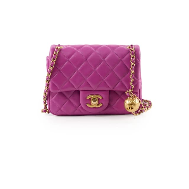 Chanel Pearl Crush Square Mini Purple Calfskin Classic Flap in Purple Calfskin from The Purse Affair, photo 1 of 1