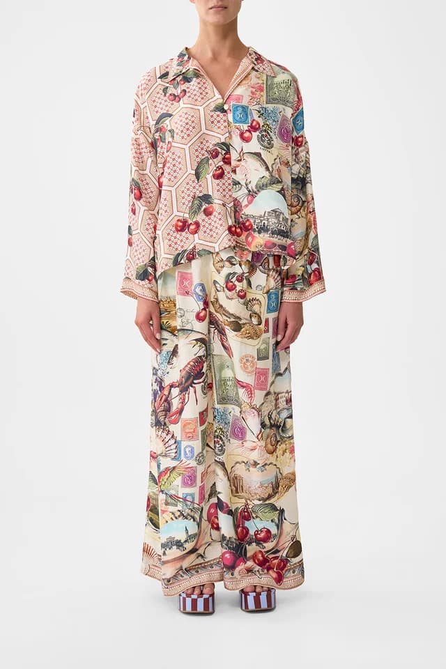 Camilla eBoutique CROPPED RELAXED SHIRT NOTES FROM THE ROAD, image 1 of 1 from CAMILLA