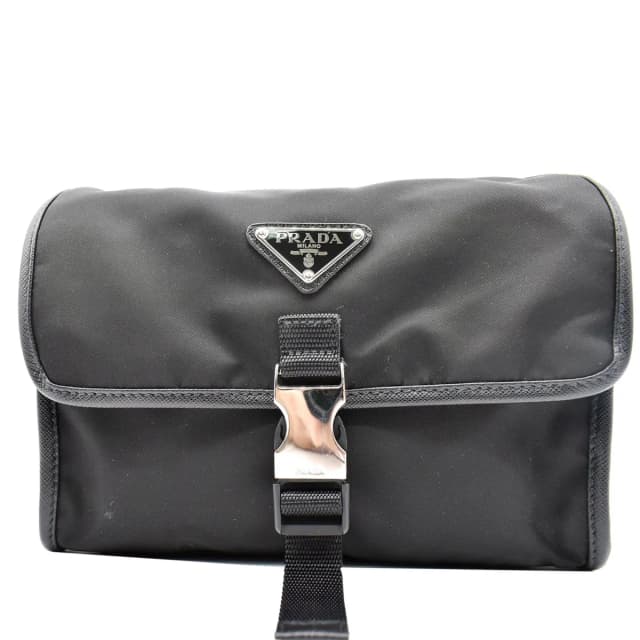 Prada Nylon and Saffiano Leather 3789 Smartphone Case Black in Black Saffiano leather from Dallas Designer Handbags, photo 1 of 1