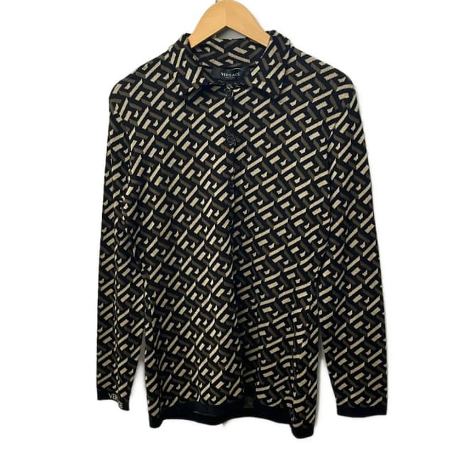 Versace Cardigan 40 M Black Dark Brown Beige Long Sleeve Silk in Black Silk from The Reluxe, photo 1 of 1
