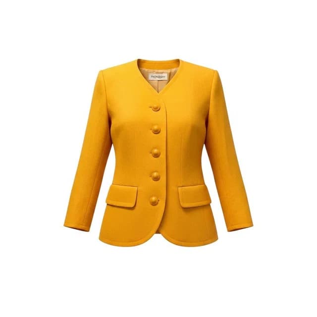 Saint Laurent Collarless Jacket Wool 36 Yellow in Yellow Wool from The Reluxe, photo 1 of 1