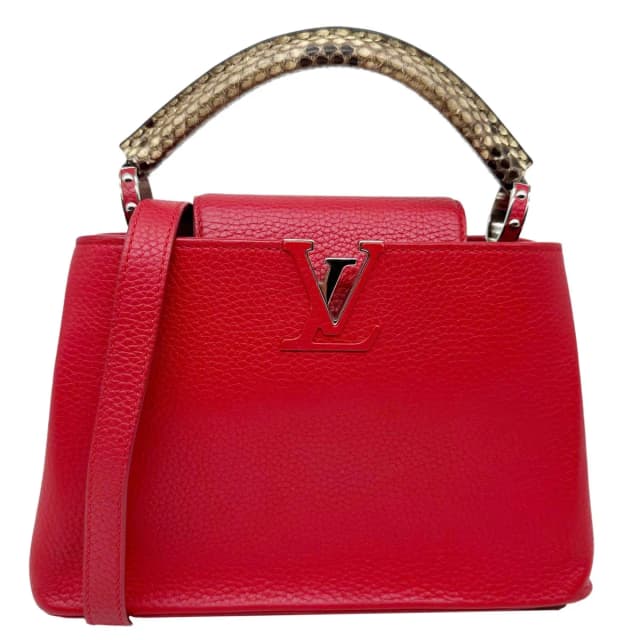 Louis Vuitton Capucines BB Python Handle Leather Crossbody Bag Red in Red Python from Dallas Designer Handbags, photo 1 of 1