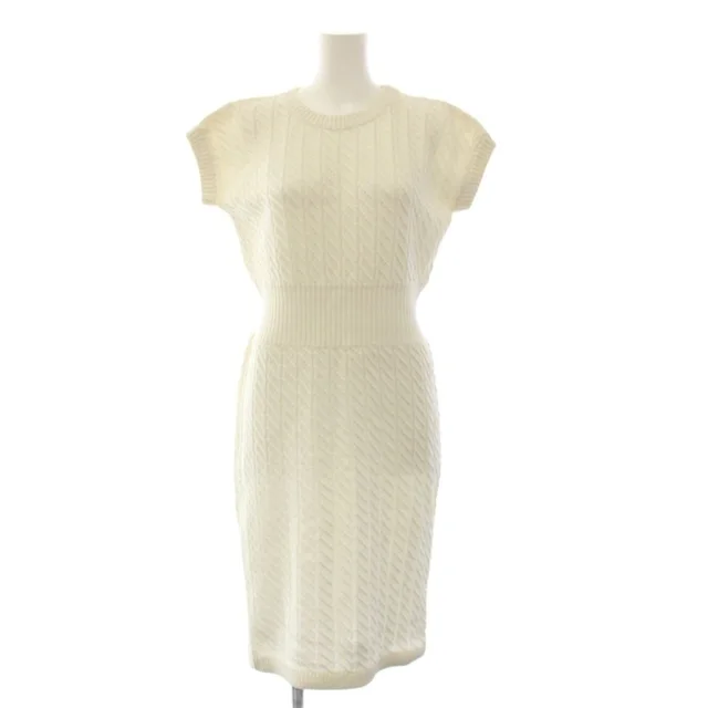 Celine Knit Dress Knee-Length Short Sleeve Cotton White 40 in White from The Reluxe, photo 1 of 1