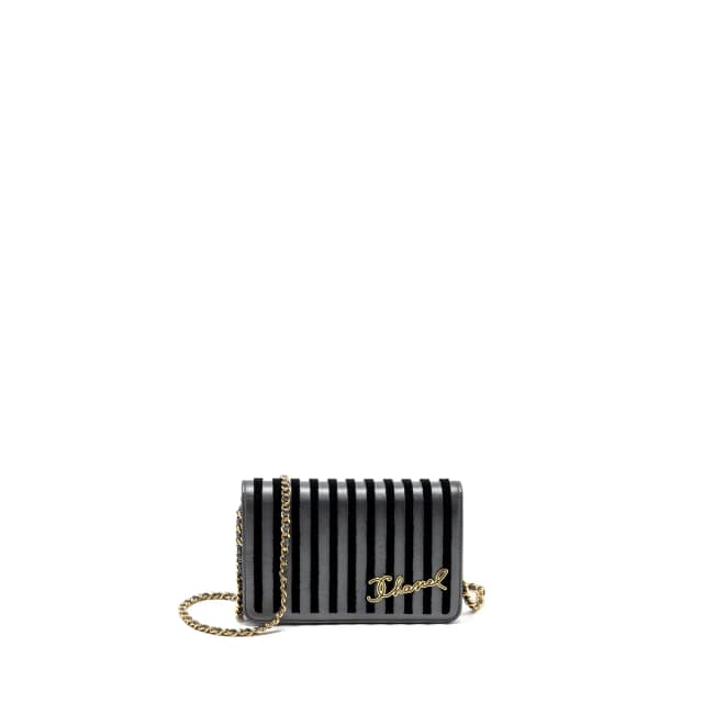 Chanel 18a mariniere Wallet on Chain calfskin charcoal GHW in Calfskin from EMIER, photo 1 of 1