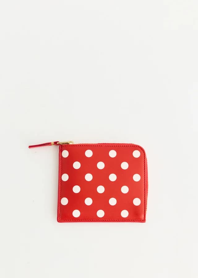 Comme Des Garcons Wallets Leather Dot Wallet in RED, image 1 of 1 from Incu