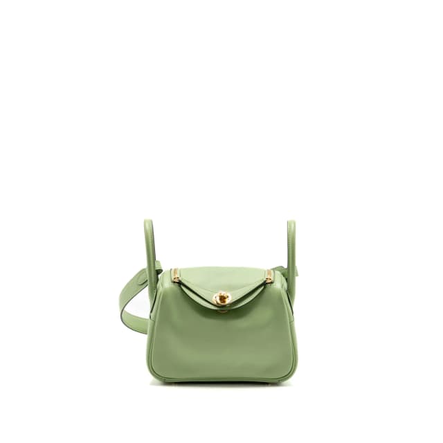 Hermès Mini Lindy Swift Vert Criquet GHW Stamp Y in Green Swift leather from EMIER, photo 1 of 1