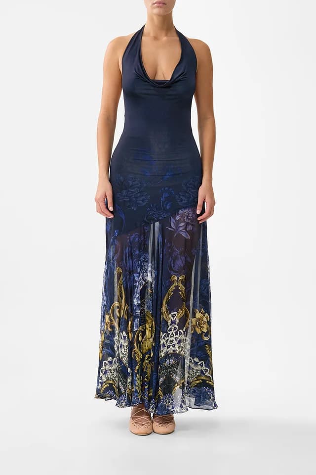 Camilla eBoutique COWL NECK HALTER DRESS NOTES FROM THE BLUE ROOM, image 1 of 1 from CAMILLA