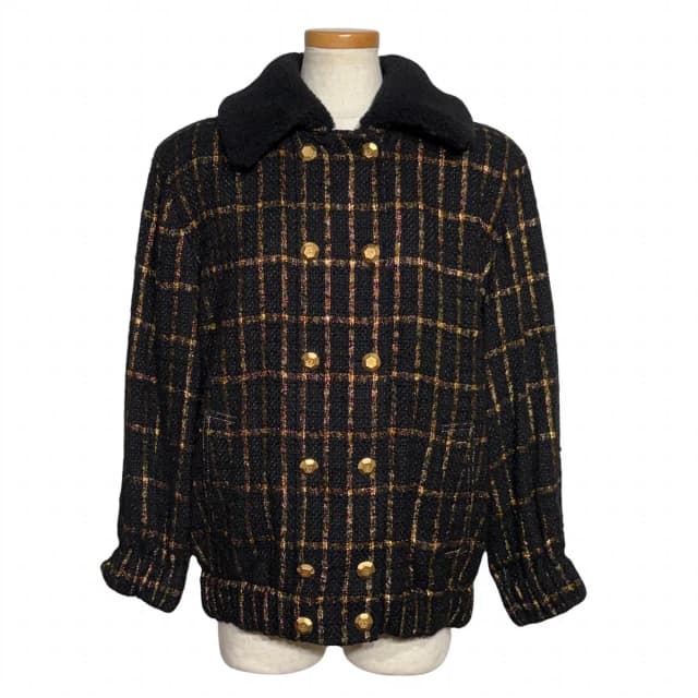 Chanel Coco Buttons Tweed Jacket Black Gold Cotton 40 in Black Tweed from The Reluxe, photo 1 of 1