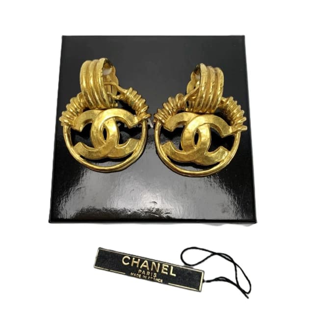 Chanel 94P CC Logo Earrings Gold Vintage in Gold from The Reluxe, photo 1 of 1