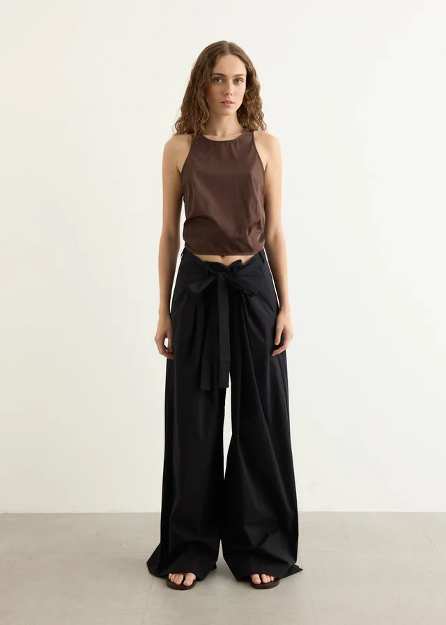 St Agni Adjustable Palazzo Pants in Black, image 1 of 1 from Incu