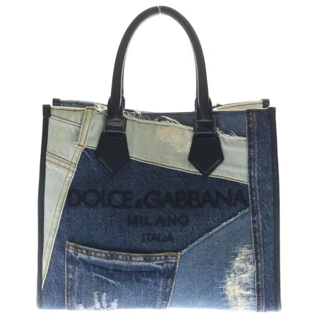 Dolce & Gabbana Shopping Bag Denim Logo Embroidery Shoppingbag Embroidery Blue in Blue Denim from The Reluxe, photo 1 of 1