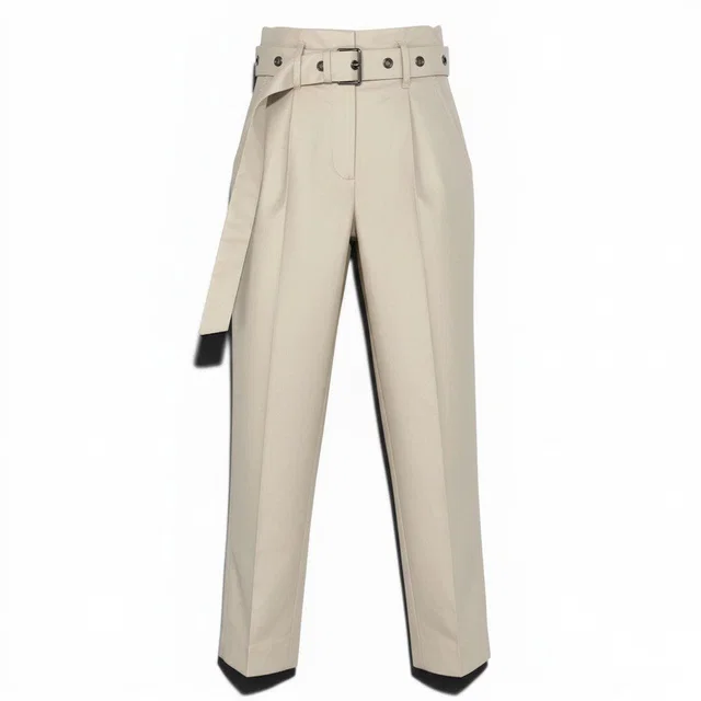 Brunello Cucinelli Belted Pants High Waist 34 Ivory in White from The Reluxe, photo 1 of 1