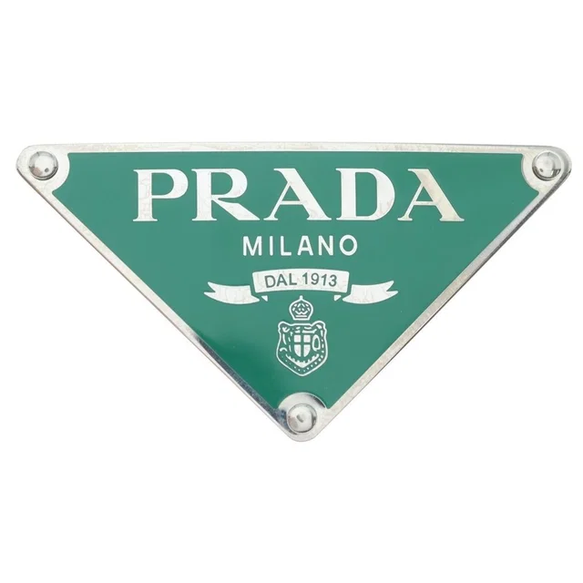 Prada Triangle Logo Metal Belt Buckle Green in Green from The Reluxe, photo 1 of 1