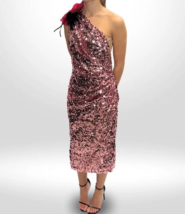 Dolce & Gabbana Glitter Dress With Rose Size 42 in Pink from Revivre Luxury Consignment, photo 1 of 1