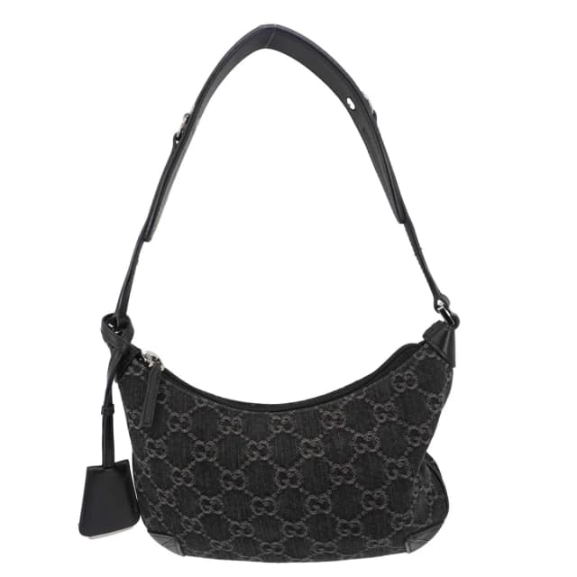 Gucci Horsebit Slim Small GG Monogram Denim Hobo Shoulder Bag Black 774719 in Black Denim from Dallas Designer Handbags, photo 1 of 1