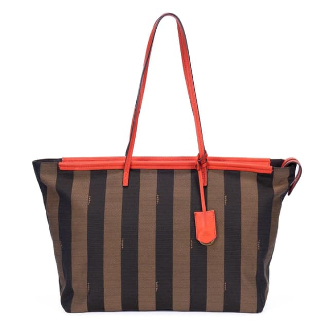 Fendi Roll Zip Tote Bag Brown Black Red Stripepecan Canvas in Black Canvas from The Reluxe, photo 1 of 1