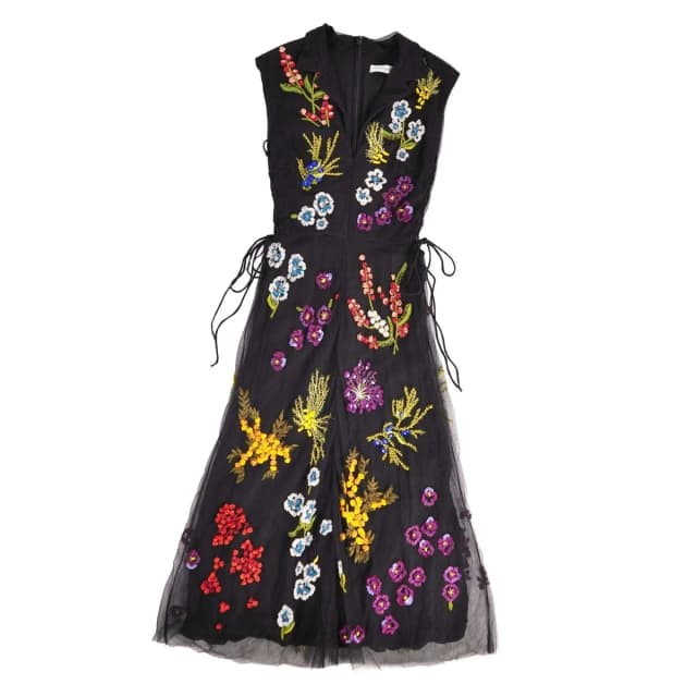 Dior Dress Sleeveless Sheer Tulle Embroidery Top Nylon Black US 4 in Black Nylon from The Reluxe, photo 1 of 1
