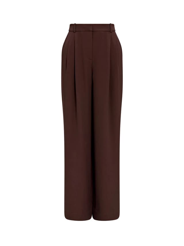Forever New Dani Straight Leg Tailored Trousers Brown in Brown, image 1 of 1 from Fenwick