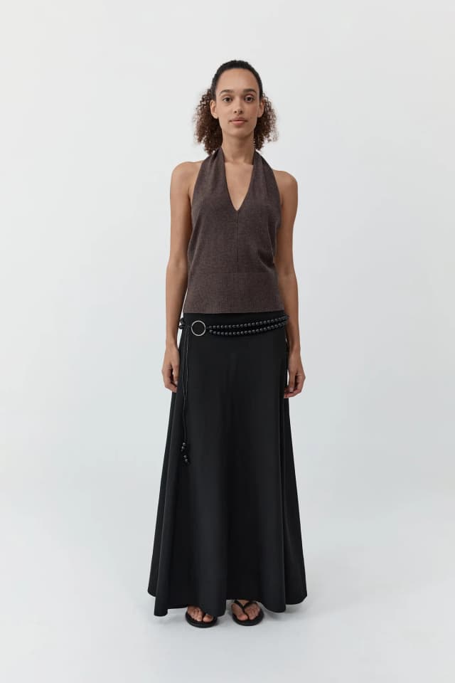 St Agni Fluid Circle Hem Skirt - Black, image 1 of 1 from St. Agni
