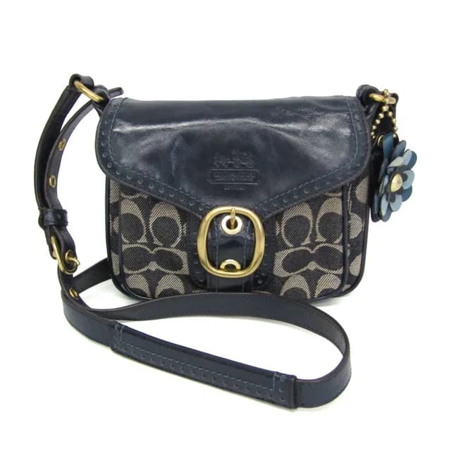 Coach Signature Flower Charm Crossbody Bag 12533 Women's Denim,Patent Leather Shoulder Bag Navy in Navy Denim , Patent leather from Elady, photo 1 of 1