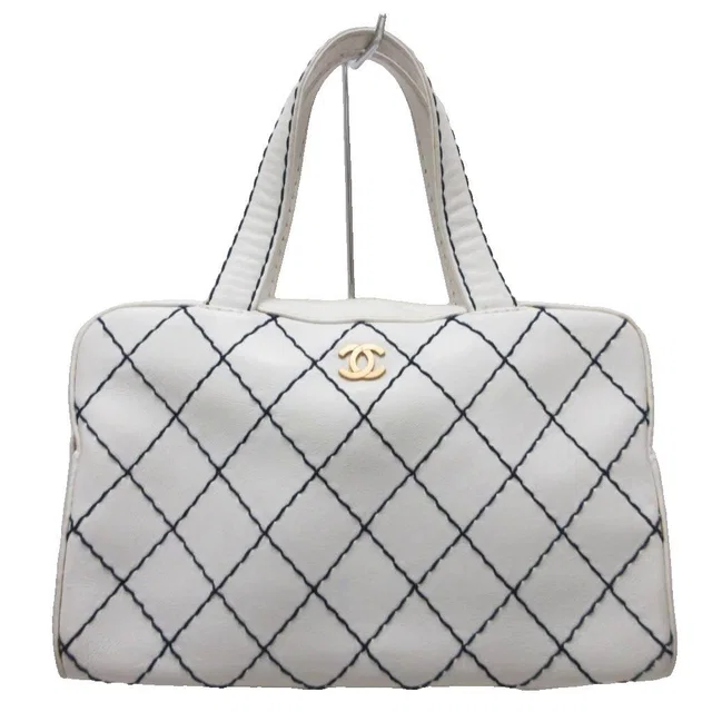 Chanel Wild Stitch CC Logo Handbag Gold Leather White in White Leather from The Reluxe, photo 1 of 1