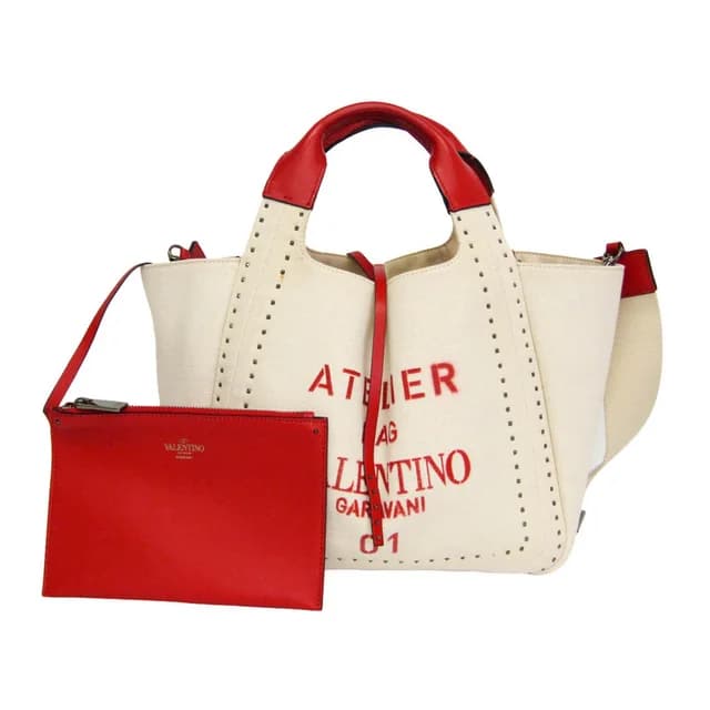 Valentino Garavani Atelier Bag 01 Small VW2B0H86NIZ Men,Women Leather,Canvas Shoulder Bag,Tote Bag Red Color,White in Red color/White Leather , Canvas from Elady, photo 1 of 1