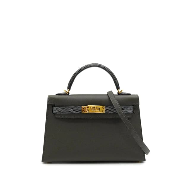 Hermès Kelly Mini 2 Touch Sellier Graphite Ardoise Veau Madame Lizard Hand Shoulder Bag 2023 B Stamp… in Grey Calfskin from Luxury Promise, photo 1 of 1
