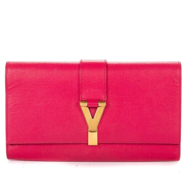 Saint Laurent Line Clutch Pink Calfskin Leather in Pink Calfskin from The Reluxe, photo 1 of 1