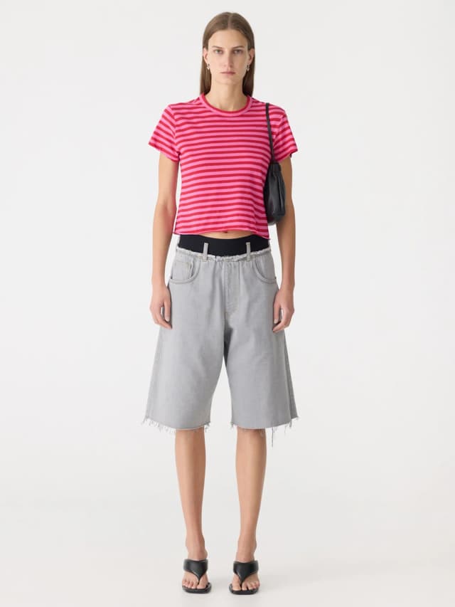 Bassike Elastic Longerline Denim Short, image 1 of 1 from bassike