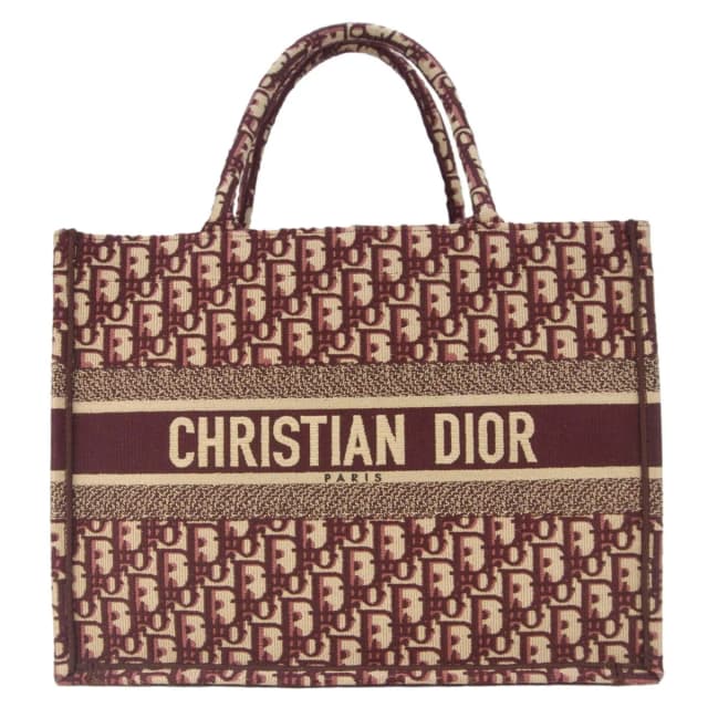 Dior Book Medium Oblique Embroidery Tote Bag Burgundy in Burgundy from Dallas Designer Handbags, photo 1 of 1