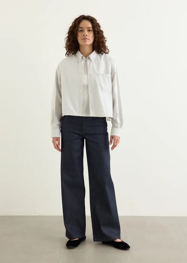 A.P.C. Sophia Button Down Logo Shirt in JAC MILITARY KHAKI, image 1 of 1 from Incu