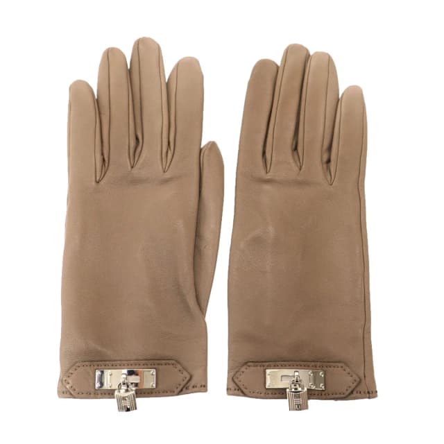 Hermès Soya Leather Gloves Beige in Beige Leather from The Reluxe, photo 1 of 1
