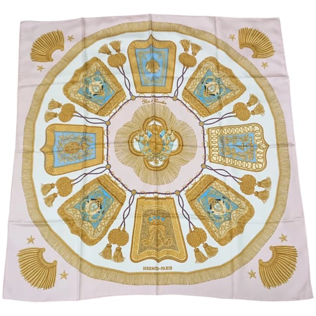 Hermès Carre 90 Poste Et Cavalerie Silk Scarf Pink in Pink Silk from The Reluxe, photo 1 of 1