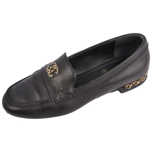 Chanel Loafers Moccasins CC Logo Chain in Leather from The Reluxe, photo 1 of 1