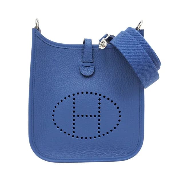 Hermès Evelyne TPM Shoulder Bag Blue Thailand Silver Taurillon Clemence in Blue Clemence leather from The Reluxe, photo 1 of 1