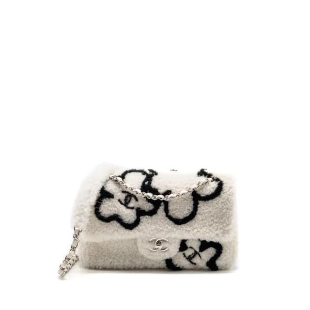 Chanel 22A Fluffy camellia flap bag shearling white SHW (microchip) in White from EMIER, photo 1 of 1