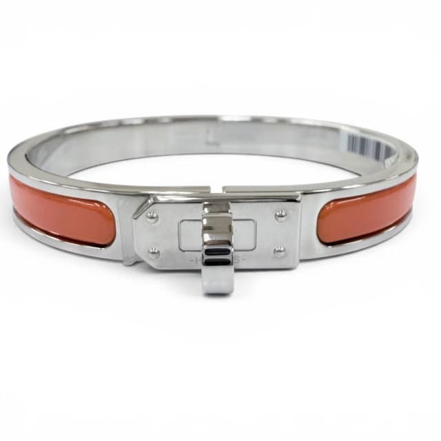 Hermès Mini Clic Kelly Bracelet Bangle Silver Orange in Orange from The Reluxe, photo 1 of 1