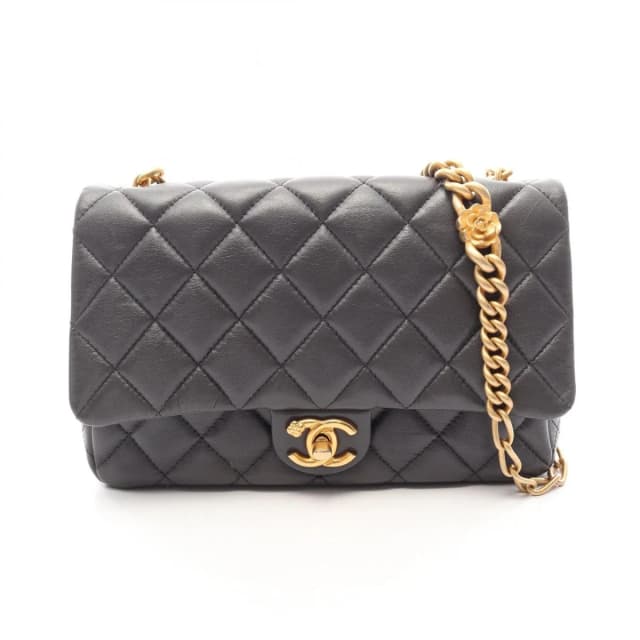 Chanel Shoulder Bag Quilted Single Flap Gray Lambskin Chain in Grey Lambskin from The Reluxe, photo 1 of 1