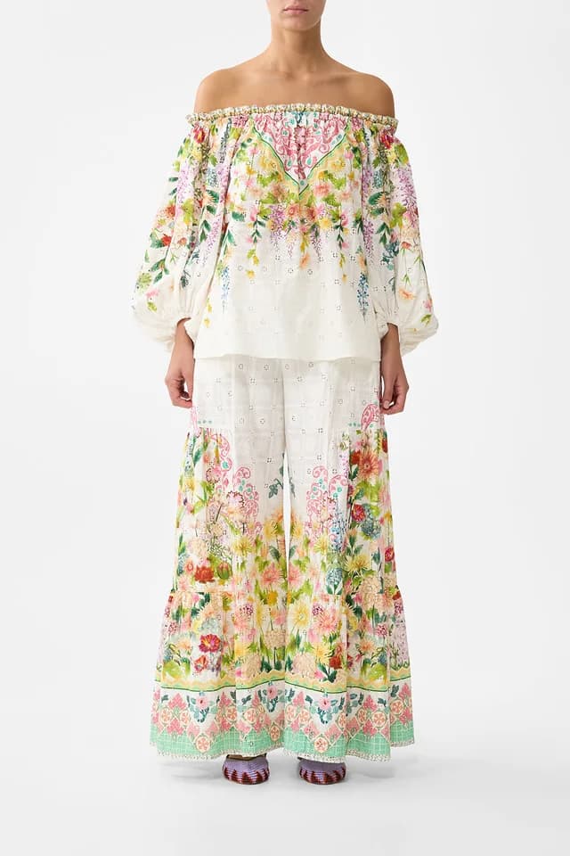 Camilla eBoutique FRILL OFF SHOULDER TOP THE CALL OF CATALONIA, image 1 of 1 from CAMILLA