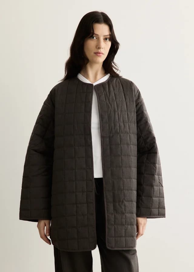 St Agni Wool Stitched Pillow Jacket in Mulch, image 1 of 1 from Incu
